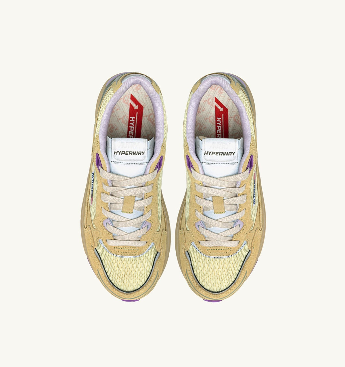 HYPERWAY SNEAKERS IN STRAW AND ORCHID HUST MESH AND SUEDE - AUTRY Everyday
