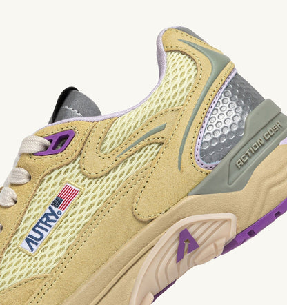 HYPERWAY SNEAKERS IN STRAW AND ORCHID HUST MESH AND SUEDE - AUTRY Everyday