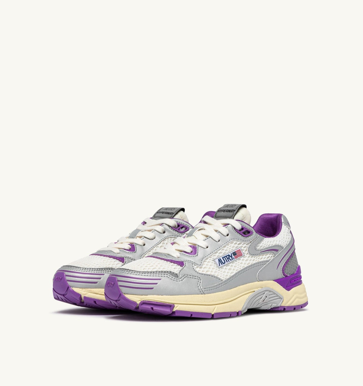 HYPERWAY SNEAKERS IN WHITE SILVER AND DEWBERRY SYNTHETIC LEATHER AND MESH - AUTRY Latest