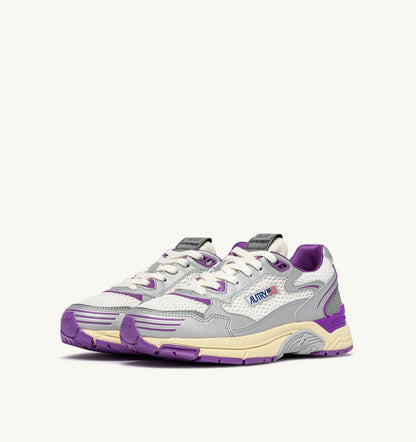 HYPERWAY SNEAKERS IN WHITE SILVER AND DEWBERRY SYNTHETIC LEATHER AND MESH - AUTRY Latest