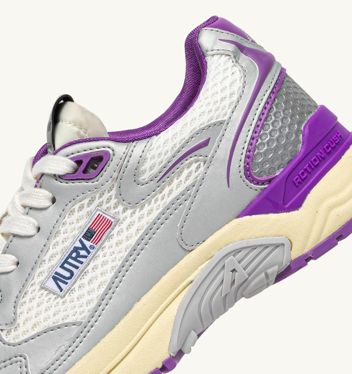 HYPERWAY SNEAKERS IN WHITE SILVER AND DEWBERRY SYNTHETIC LEATHER AND MESH - AUTRY Latest