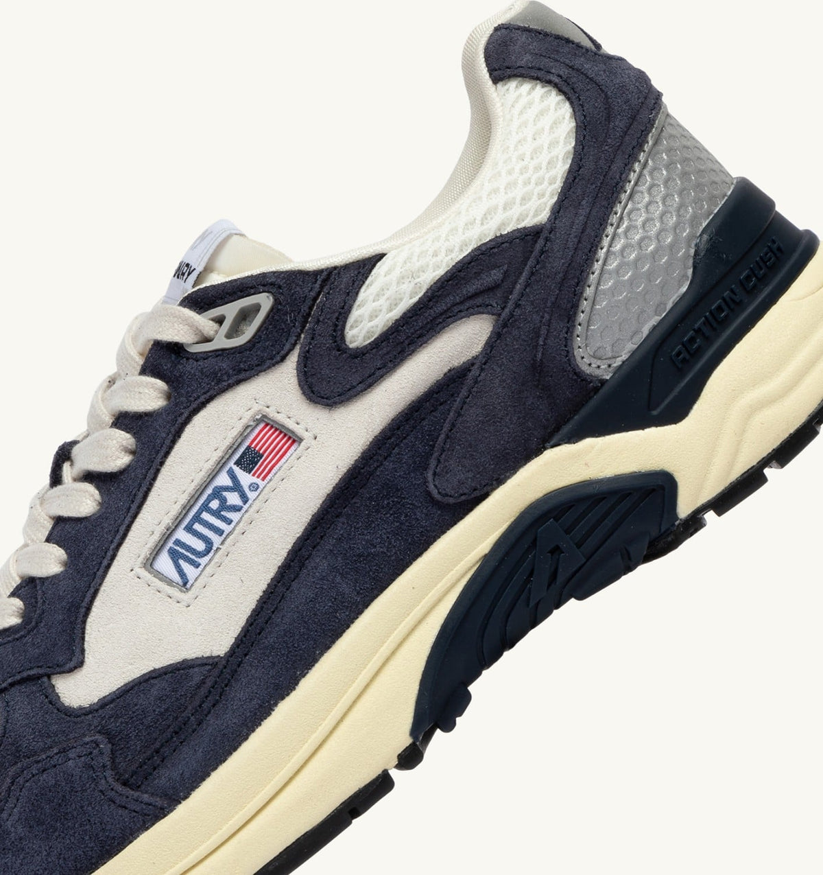 HYPERWAY SNEAKERS IN SPACE BLUE COLOR AND SILVER-TONE SUEDE AND MESH - AUTRY Quality