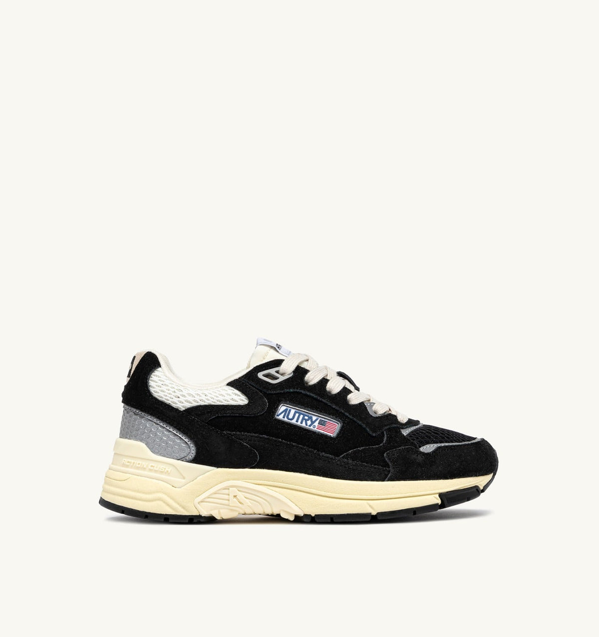 HYPERWAY SNEAKERS IN BLACK AND SILVER-TONE SUEDE AND MESH - AUTRY Value