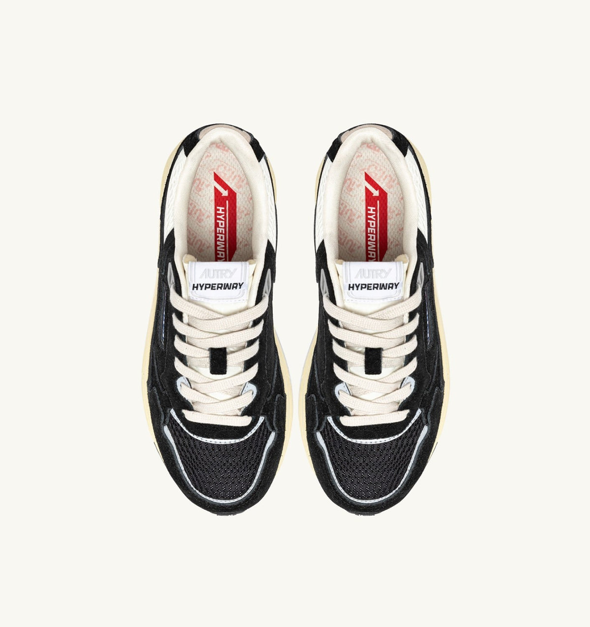 HYPERWAY SNEAKERS IN BLACK AND SILVER-TONE SUEDE AND MESH - AUTRY Value