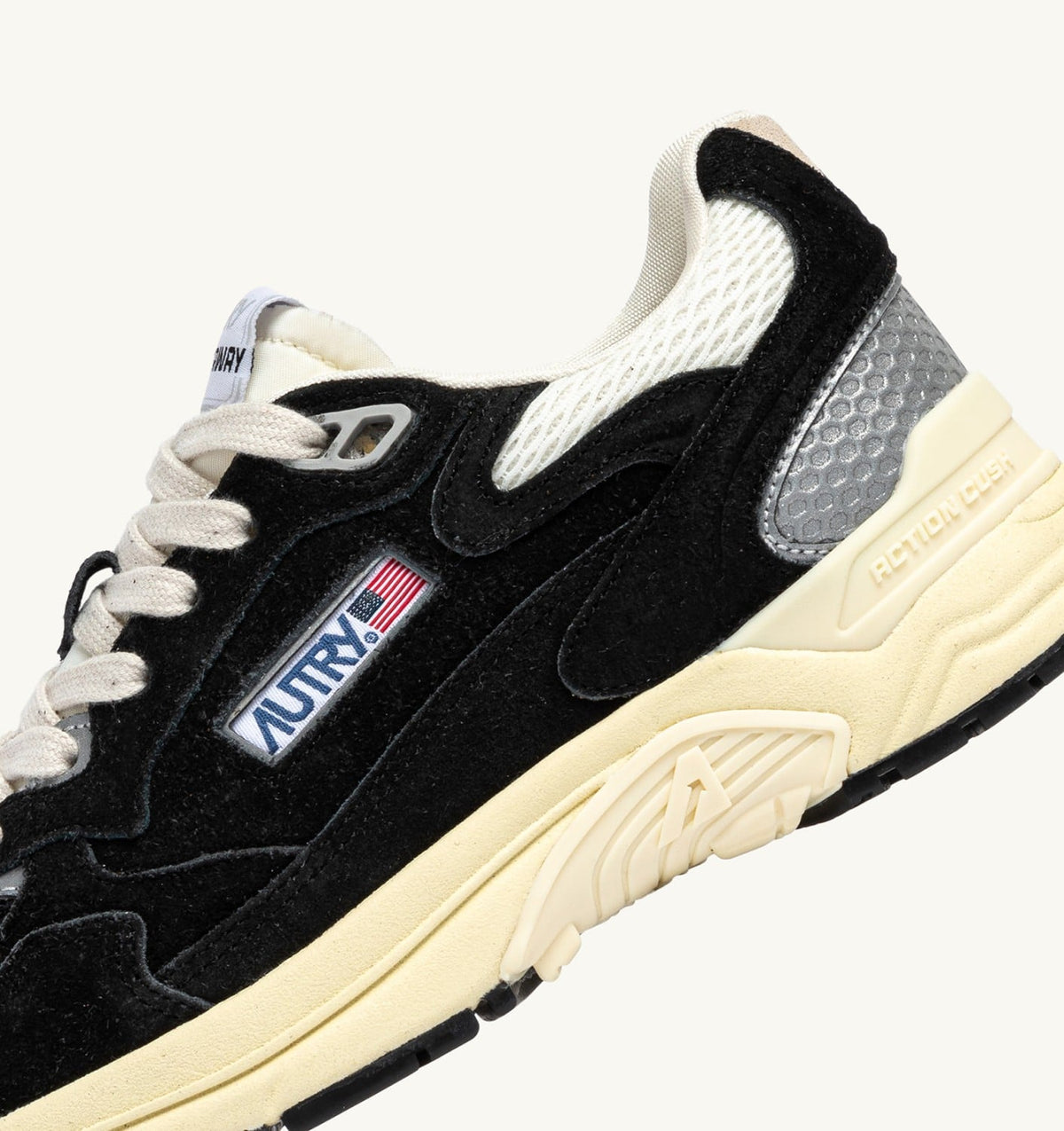 HYPERWAY SNEAKERS IN BLACK AND SILVER-TONE SUEDE AND MESH - AUTRY Value