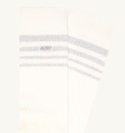 LUREX JACQUARD SOCKS WITH LOGO AND STRIPES UNISEX - AUTRY Latest