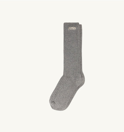 RIBBED SOCKS WITH EMBROIDERED LOGO UNISEX - AUTRY Quality