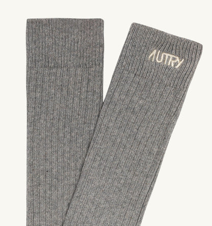 RIBBED SOCKS WITH EMBROIDERED LOGO UNISEX - AUTRY Quality