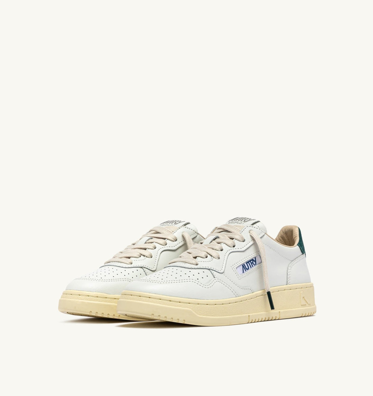 MEDALIST LOW SNEAKERS IN WHITE LEATHER AND DARK SEA SUEDE - AUTRY Latest