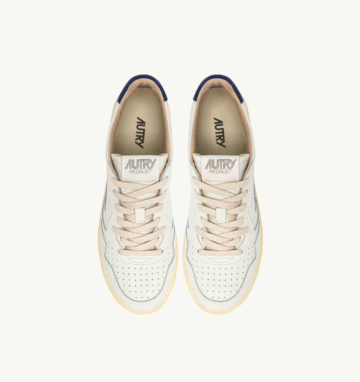 MEDALIST LOW SNEAKERS IN WHITE LEATHER AND BLUE DEPTHS SUEDE - AUTRY Quality