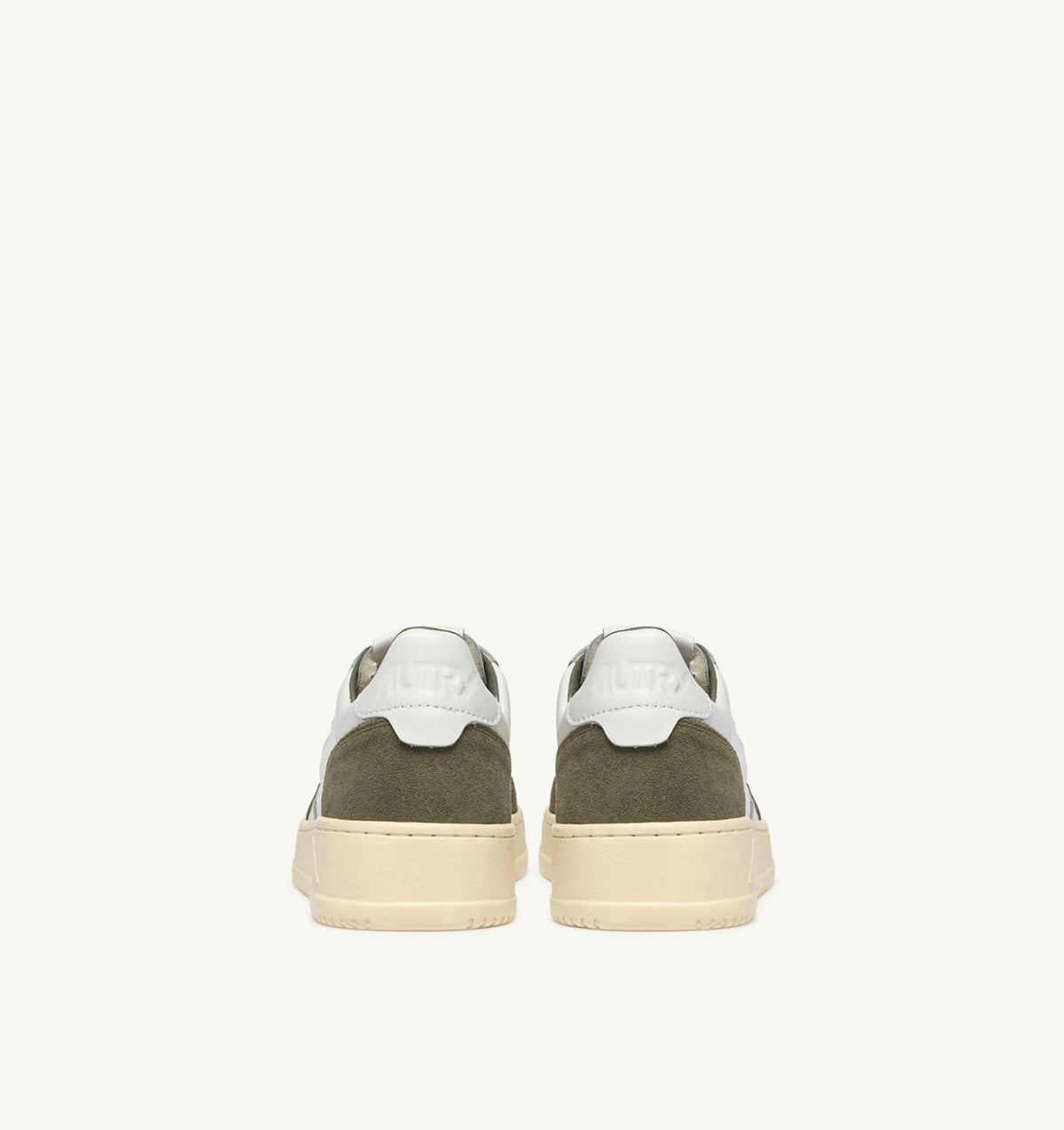 MEDALIST LOW SNEAKERS IN WHITE LEATHER AND SMOKED GREEN SUEDE - AUTRY Value