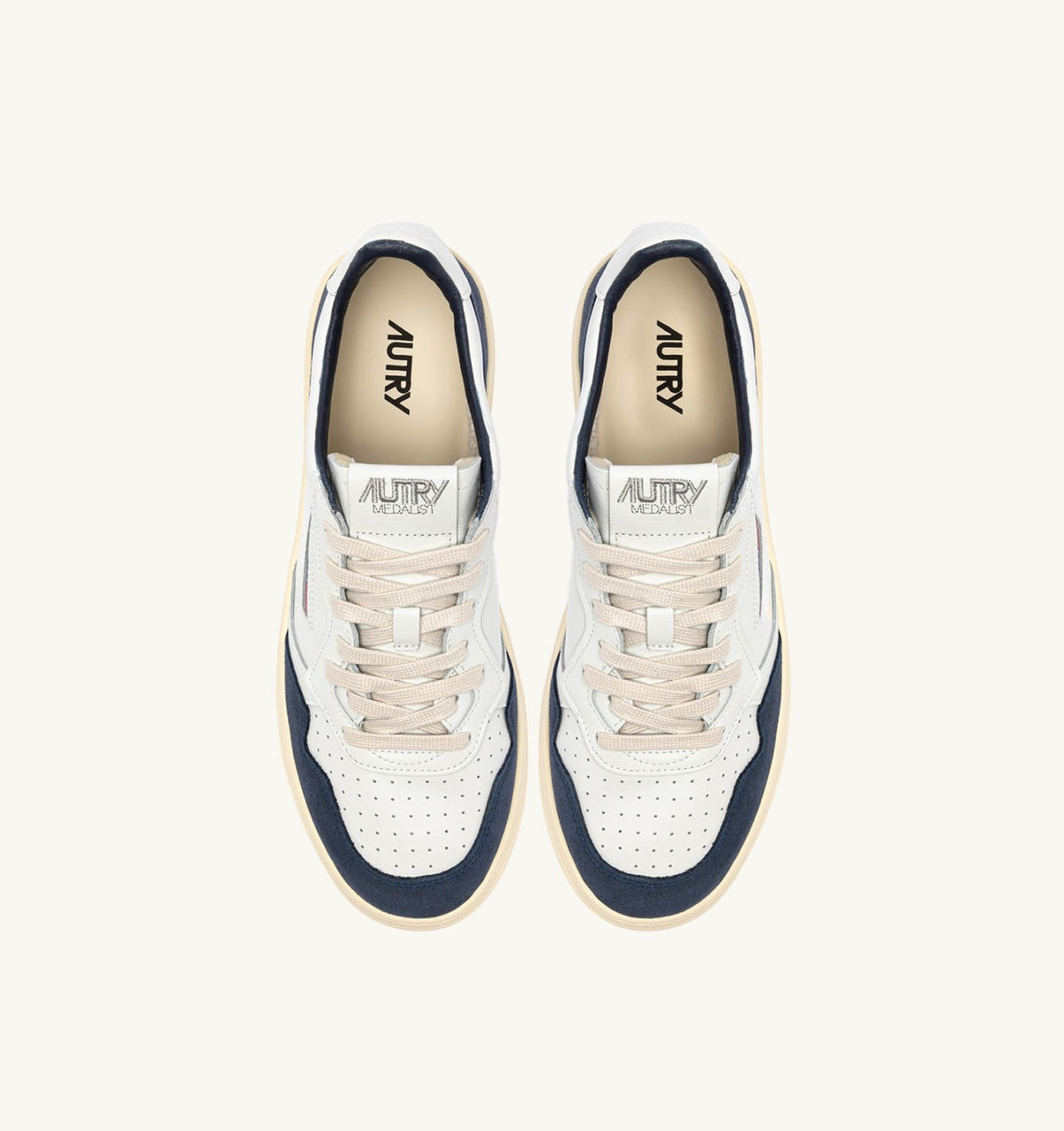 MEDALIST LOW SNEAKERS IN WHITE LEATHER AND DENIM SUEDE - AUTRY Great Value