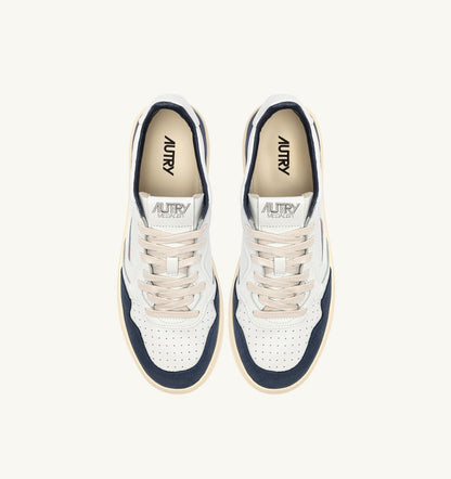 MEDALIST LOW SNEAKERS IN WHITE LEATHER AND DENIM SUEDE - AUTRY Great Value