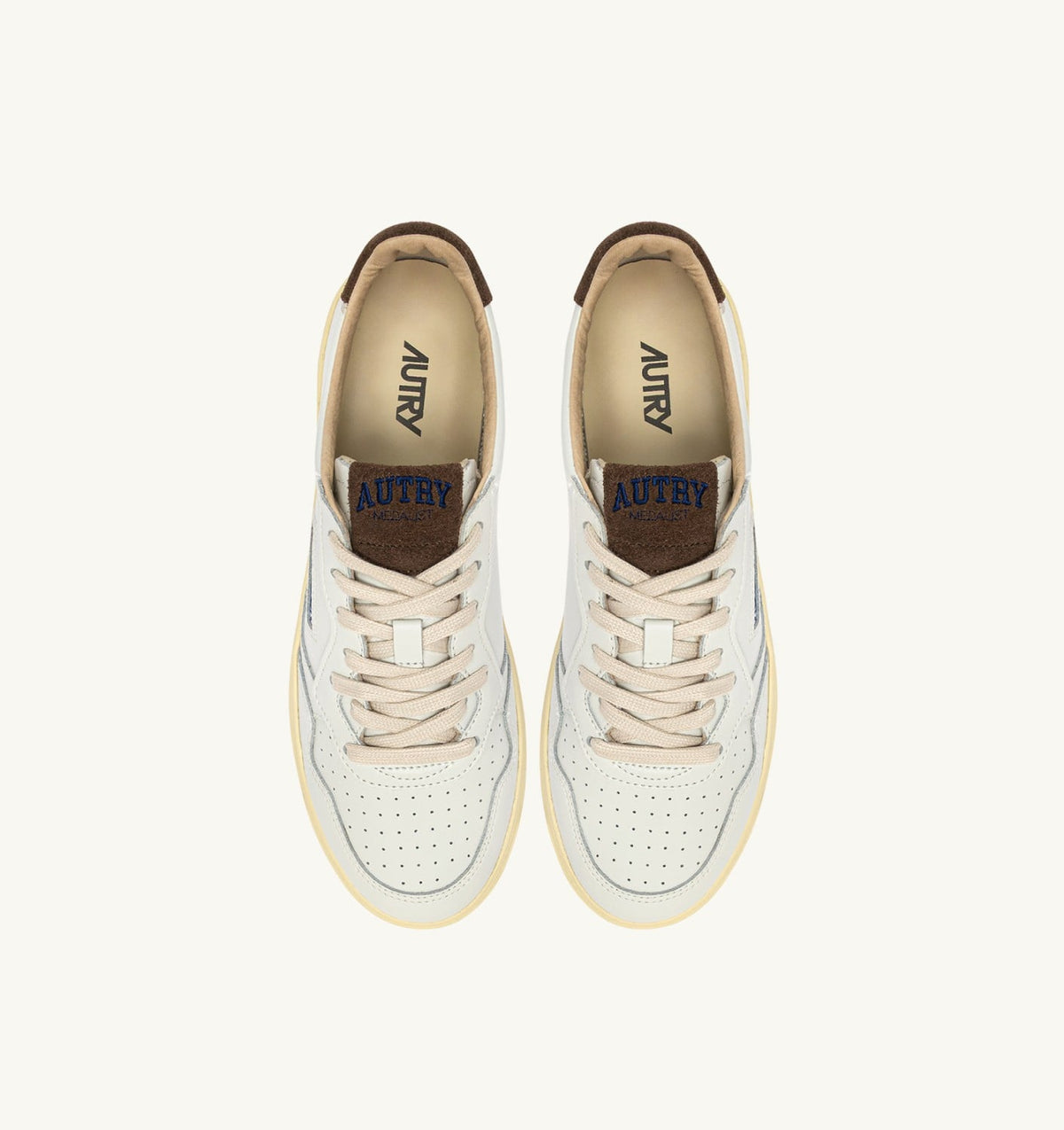 MEDALIST LOW SNEAKERS IN WHITE LEATHER AND CHOCOLATE CHIP SUEDE - AUTRY Latest