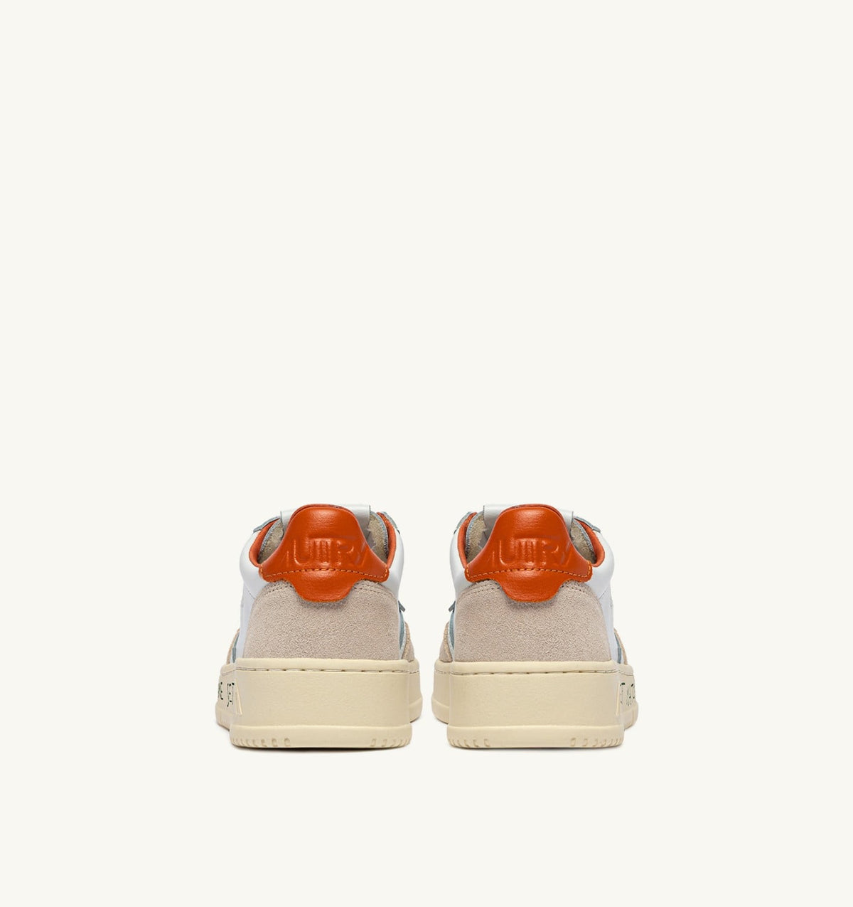 MEDALIST LOW SNEAKERS IN LEATHER AND SUEDE COLOR WHITE AND HAWAIIAN SUNSET WITH LETTERING - AUTRY Essential