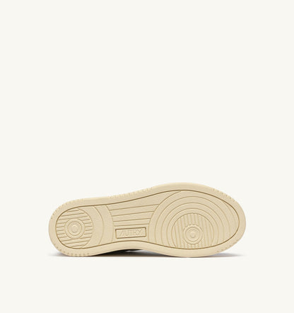MEDALIST LOW SNEAKERS IN LEATHER AND SUEDE COLOR WHITE AND HAWAIIAN SUNSET WITH LETTERING - AUTRY Essential