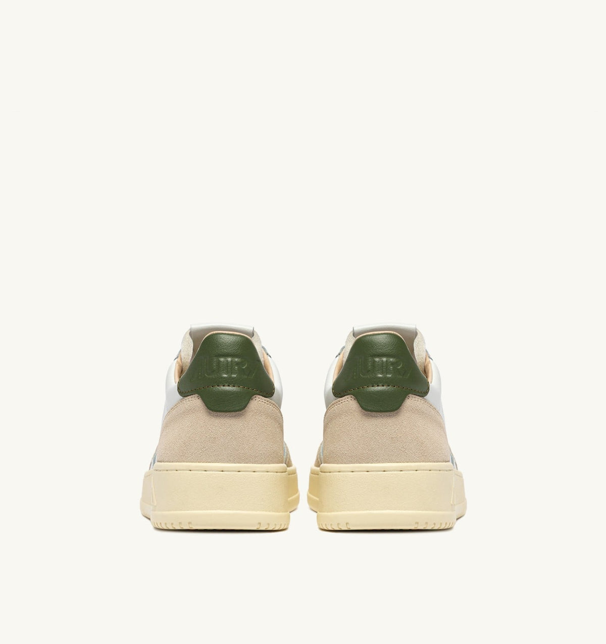 MEDALIST LOW SNEAKERS IN WHITE LEATHER AND BRONZE GREEN SUEDE - AUTRY Everyday