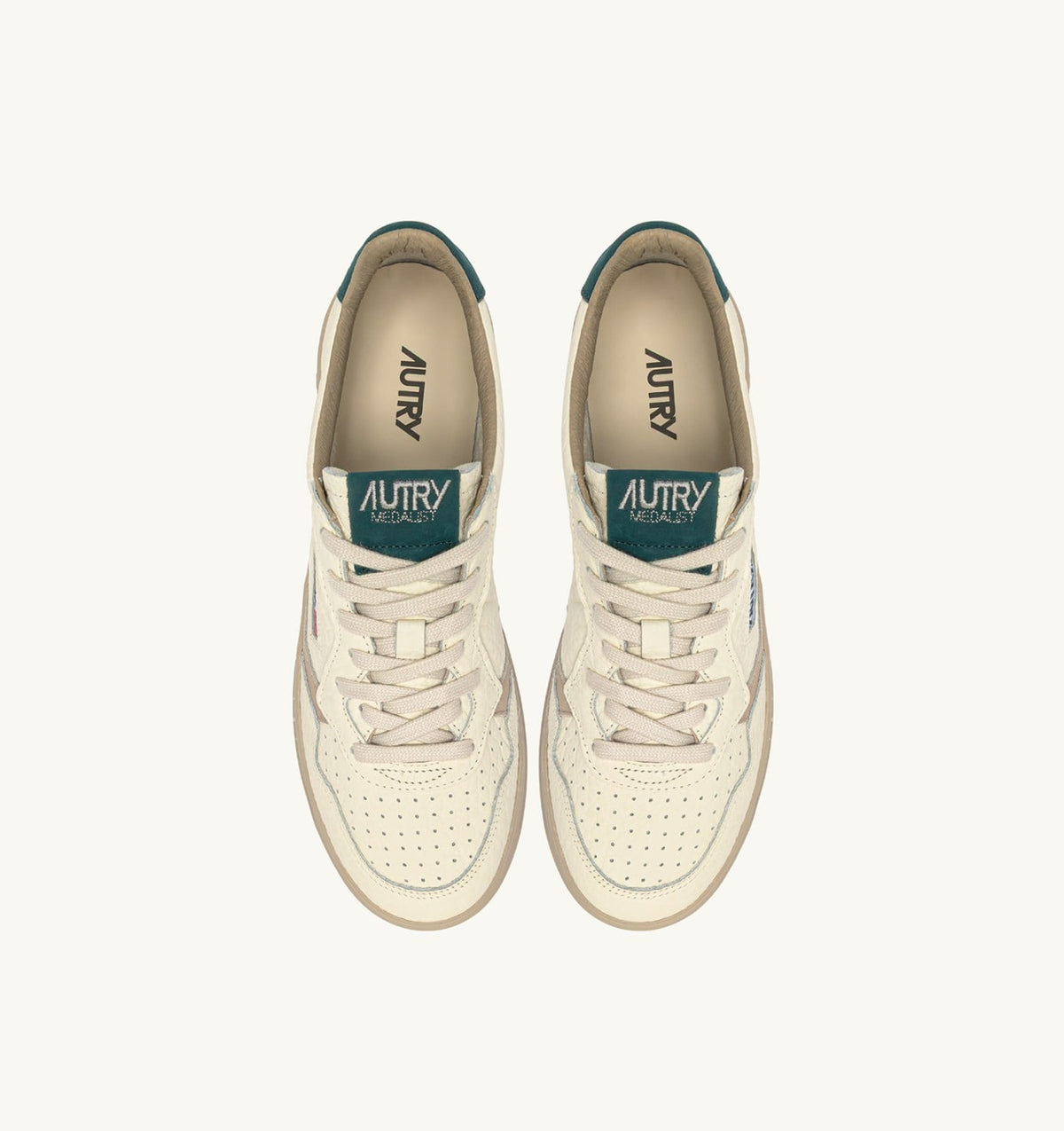 MEDALIST LOW SNEAKERS IN FEATHER GRAY AND DARK SEA LEATHER - AUTRY Great Value