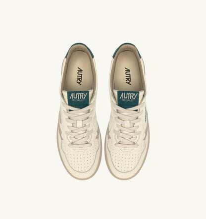 MEDALIST LOW SNEAKERS IN FEATHER GRAY AND DARK SEA LEATHER - AUTRY Great Value