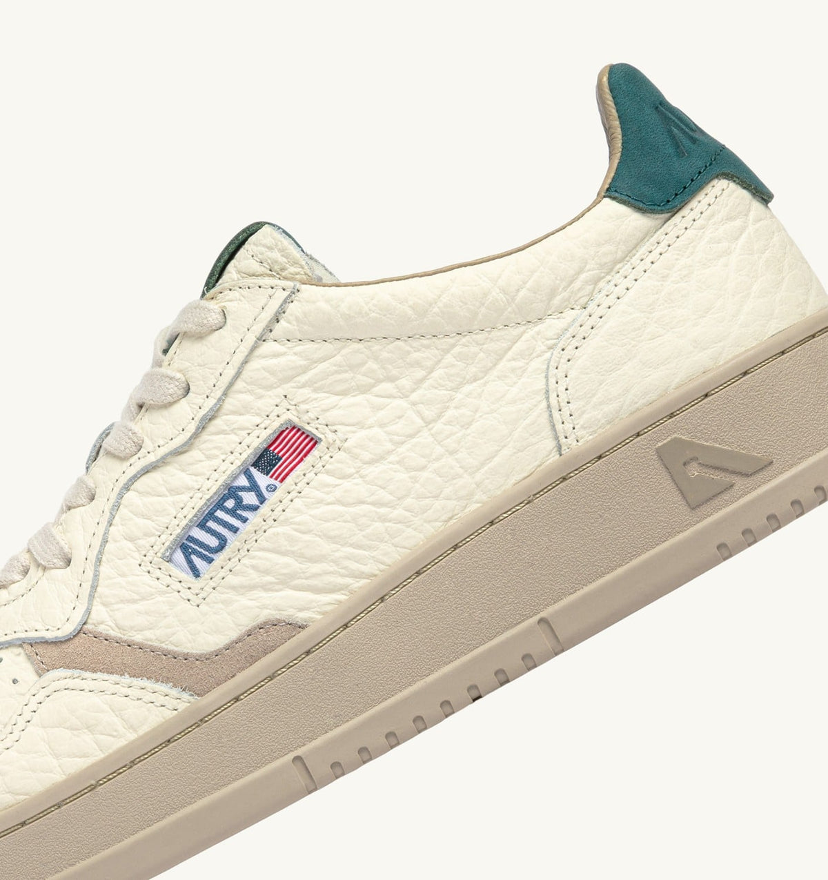MEDALIST LOW SNEAKERS IN FEATHER GRAY AND DARK SEA LEATHER - AUTRY Great Value
