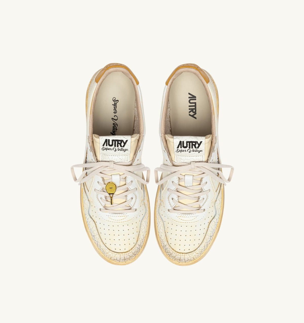 MEDALIST LOW SUPER VINTAGE SNEAKERS IN WHITE AND YELLOW LEATHER - AUTRY Essential
