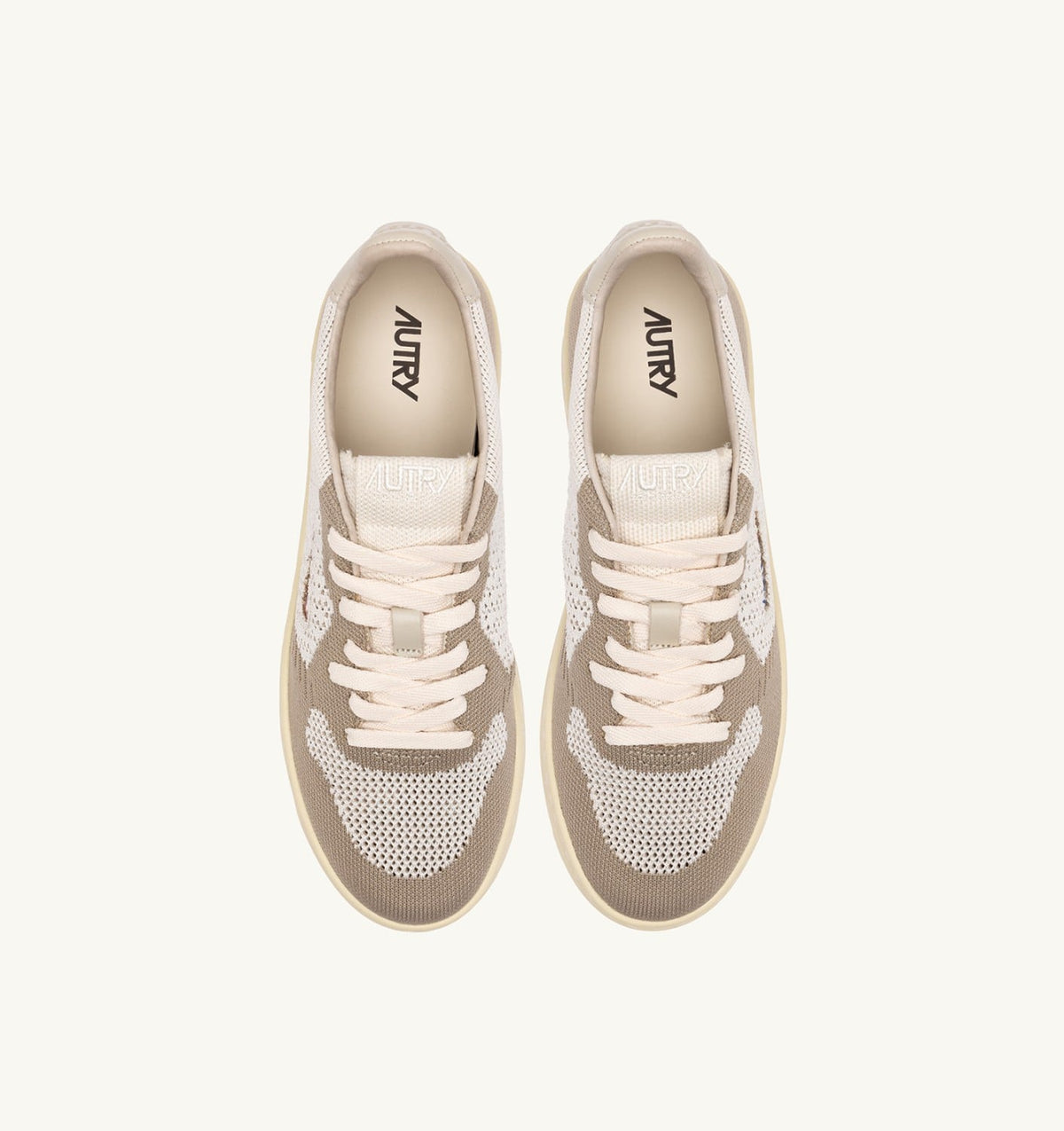 MEDALIST EASEKNIT LOW SNEAKERS IN IVORY WHITE AND PELICAN KNIT - AUTRY Quality