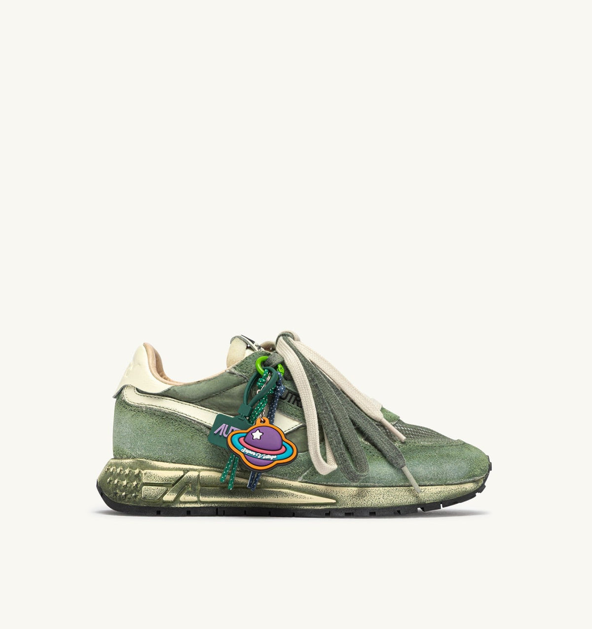 REELWIND SUPER VINTAGE SNEAKERS IN LEPRECHAUN AND WHITE SUEDE AND NYLON - AUTRY Latest