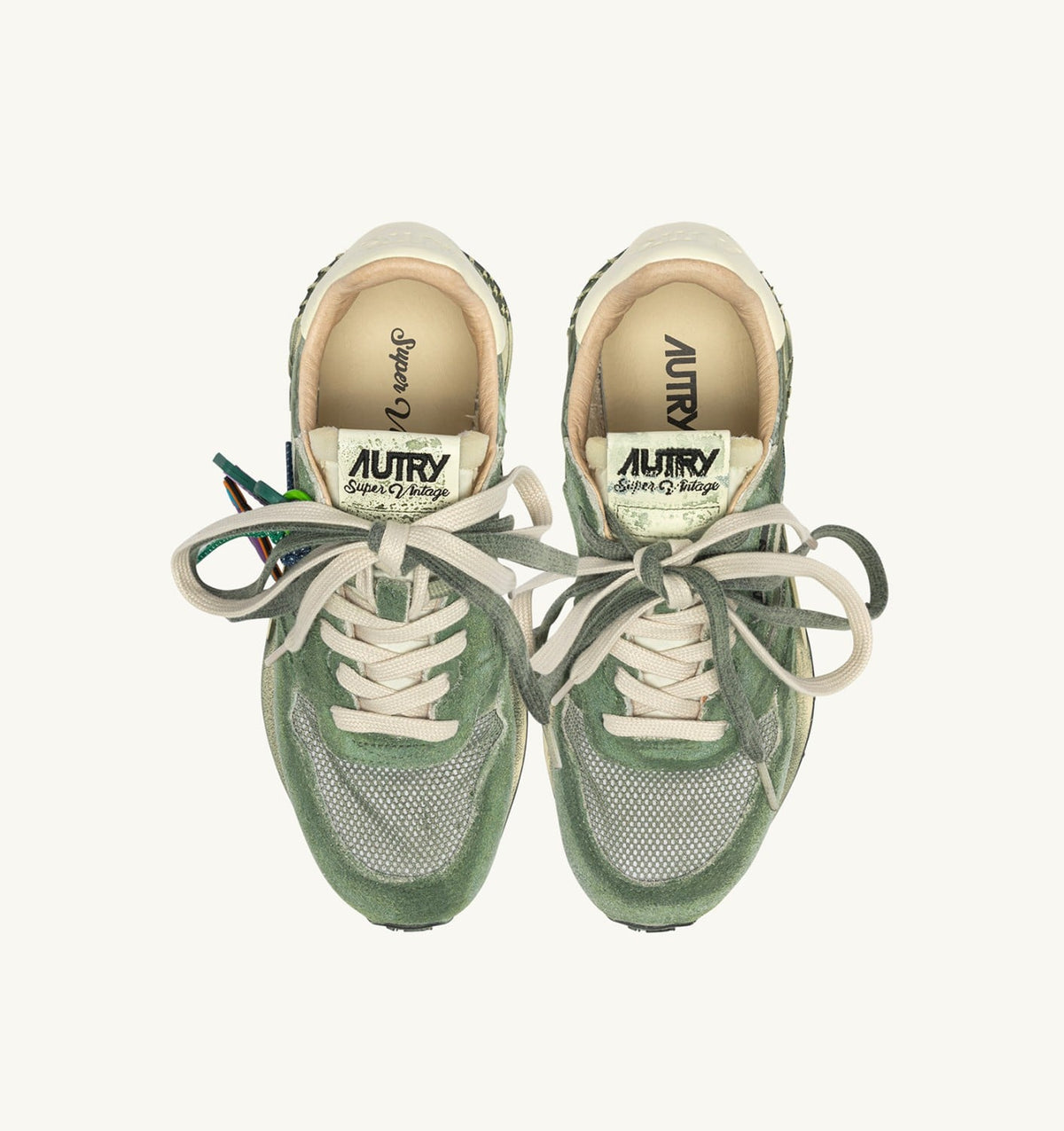 REELWIND SUPER VINTAGE SNEAKERS IN LEPRECHAUN AND WHITE SUEDE AND NYLON - AUTRY Latest