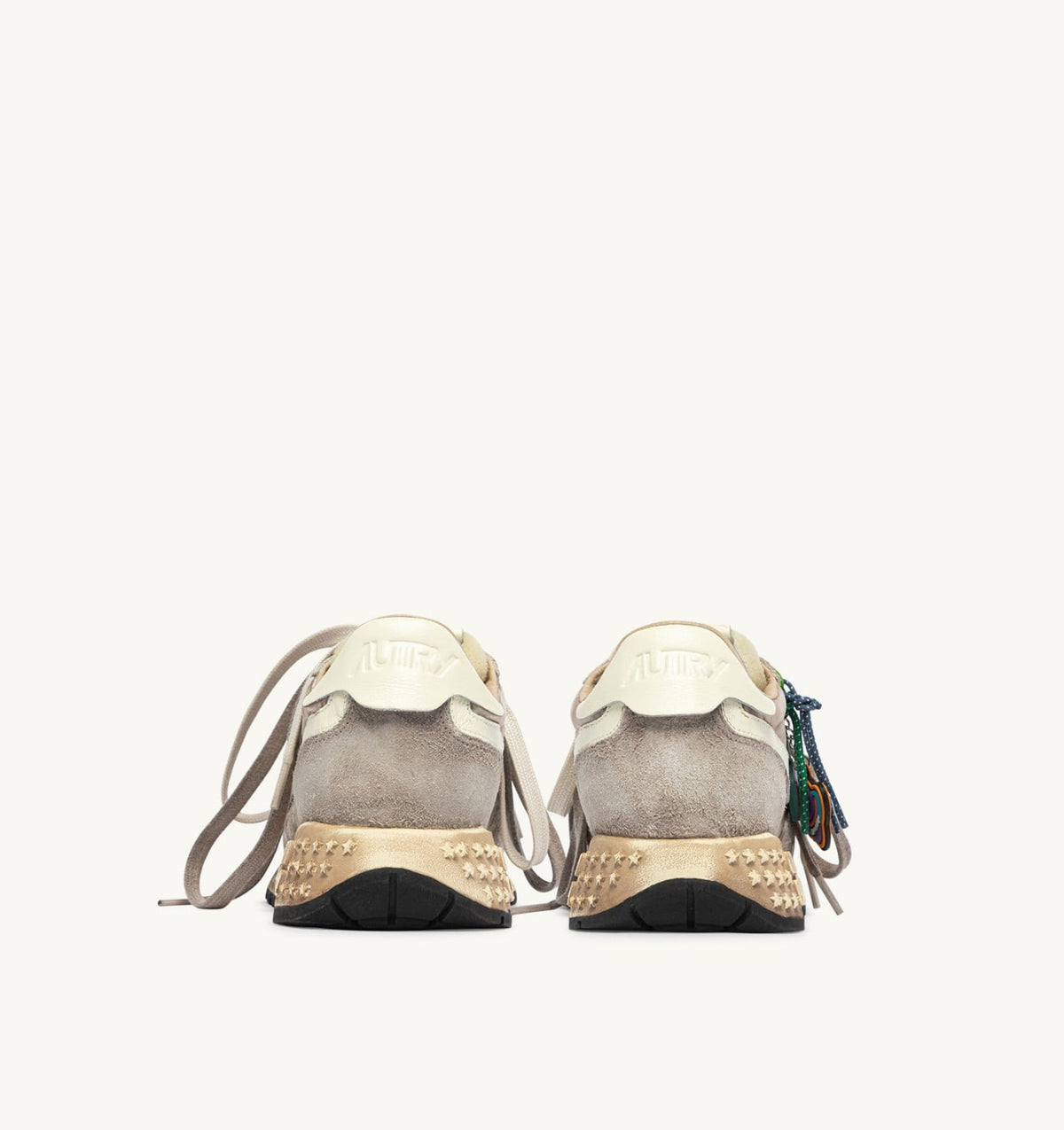 REELWIND SUPER VINTAGE SNEAKERS IN WOODSMOKE AND WHITE SUEDE AND NYLON - AUTRY Quality