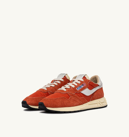 REELWIND LOW SNEAKERS IN WHITE AND ORANGE RUST NYLON AND SUEDE - AUTRY Classic