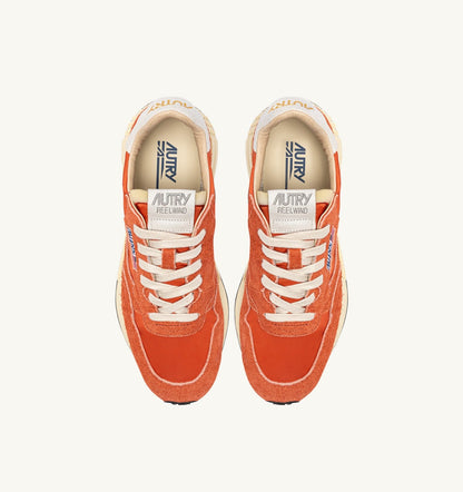 REELWIND LOW SNEAKERS IN WHITE AND ORANGE RUST NYLON AND SUEDE - AUTRY Classic