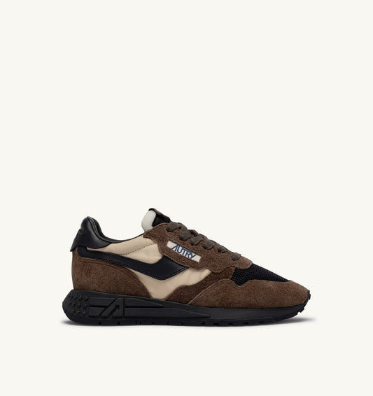REELWIND LOW SNEAKERS IN DARK BARK PEBBLE AND PHANTOM SUEDE AND NYLON - AUTRY Quality
