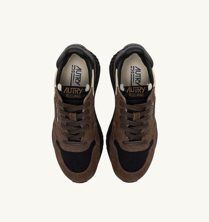 REELWIND LOW SNEAKERS IN DARK BARK PEBBLE AND PHANTOM SUEDE AND NYLON - AUTRY Quality