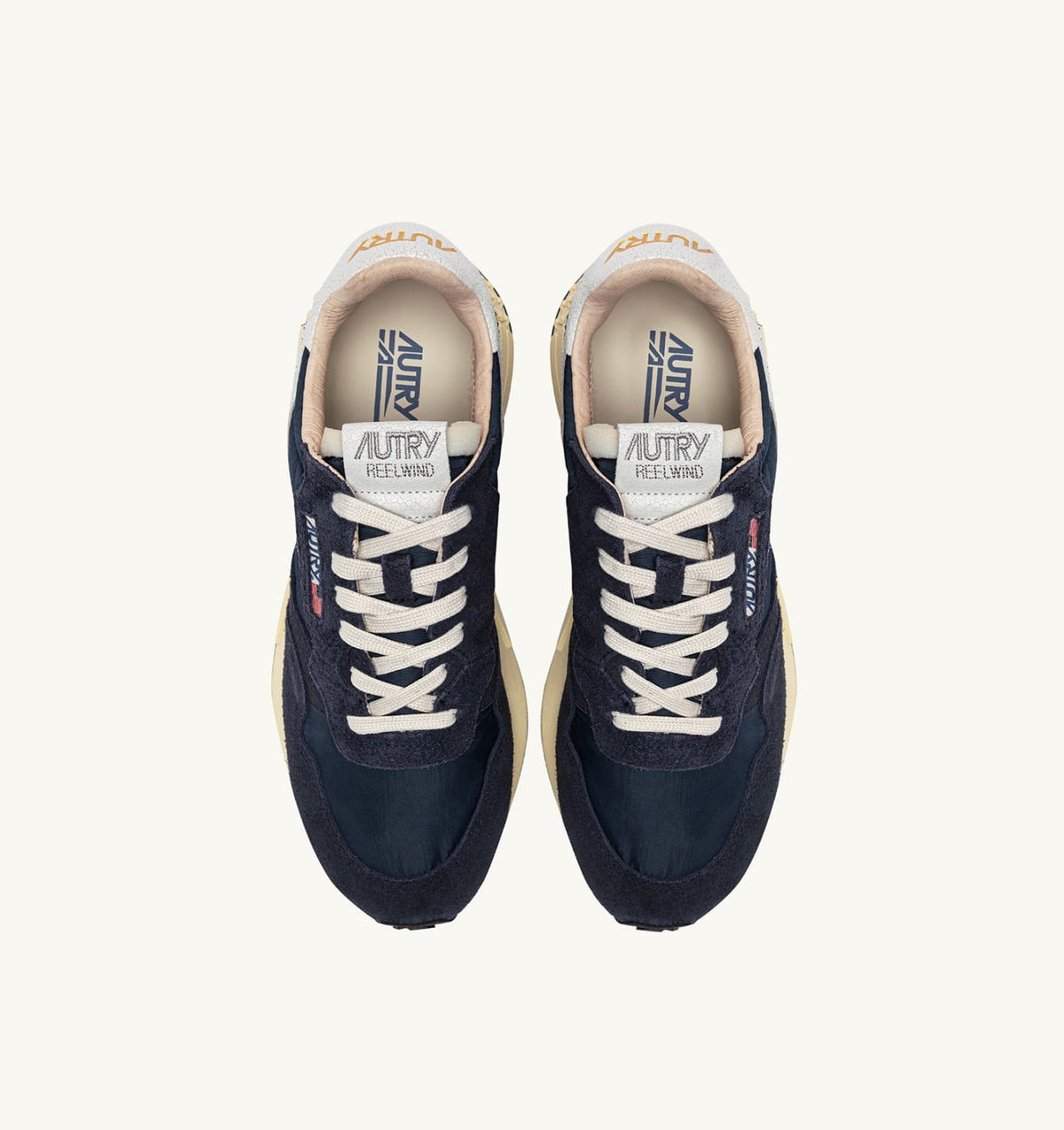 REELWIND LOW SNEAKERS IN BLUE SPACE AND WHITE NYLON AND SUEDE - AUTRY Classic