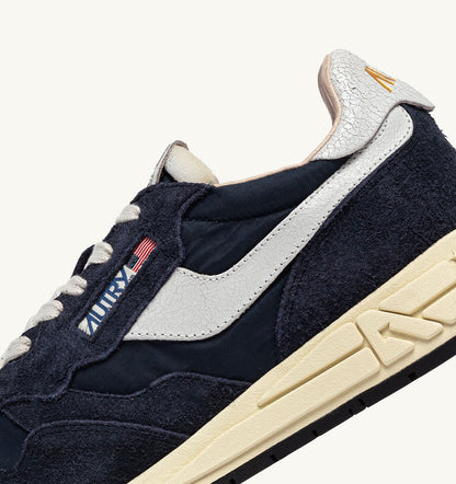 REELWIND LOW SNEAKERS IN BLUE SPACE AND WHITE NYLON AND SUEDE - AUTRY Classic