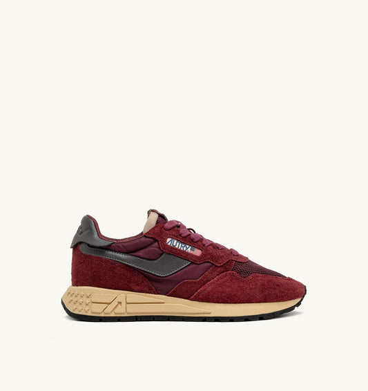 REELWIND LOW SNEAKERS IN NYLON SUEDE AND LEATHER COLOR ROUNGE AND CORDOVAN - AUTRY Essential