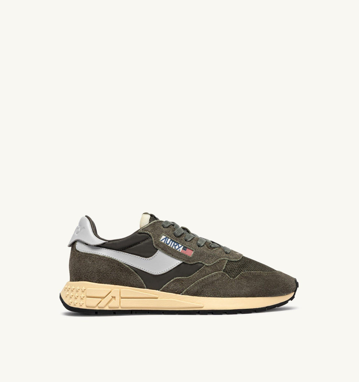 REELWIND LOW SNEAKERS IN OLIVE NIGHT AND HARBOR MIST NYLON AND SUEDE - AUTRY Everyday