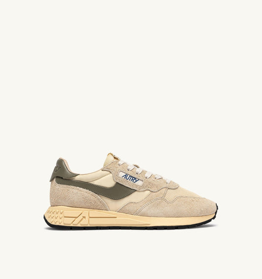 REELWIND LOW SNEAKERS IN ECRU AND COVERT GREEN NYLON AND SUEDE - AUTRY Great Value