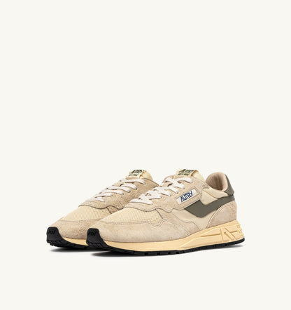 REELWIND LOW SNEAKERS IN ECRU AND COVERT GREEN NYLON AND SUEDE - AUTRY Great Value