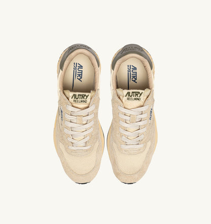 REELWIND LOW SNEAKERS IN ECRU AND COVERT GREEN NYLON AND SUEDE - AUTRY Great Value