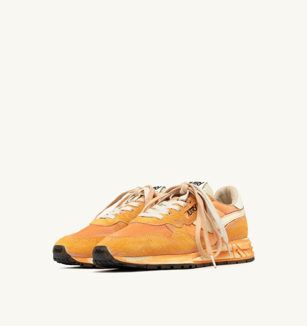 REELWIND SUPER VINTAGE SNEAKERS IN WHITE AND ORANGE SUEDE AND NYLON - AUTRY Latest