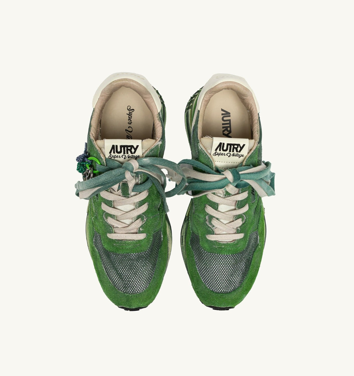 REELWIND SUPER VINTAGE SNEAKERS IN WHITE AND GREEN SUEDE AND NYLON - AUTRY Classic