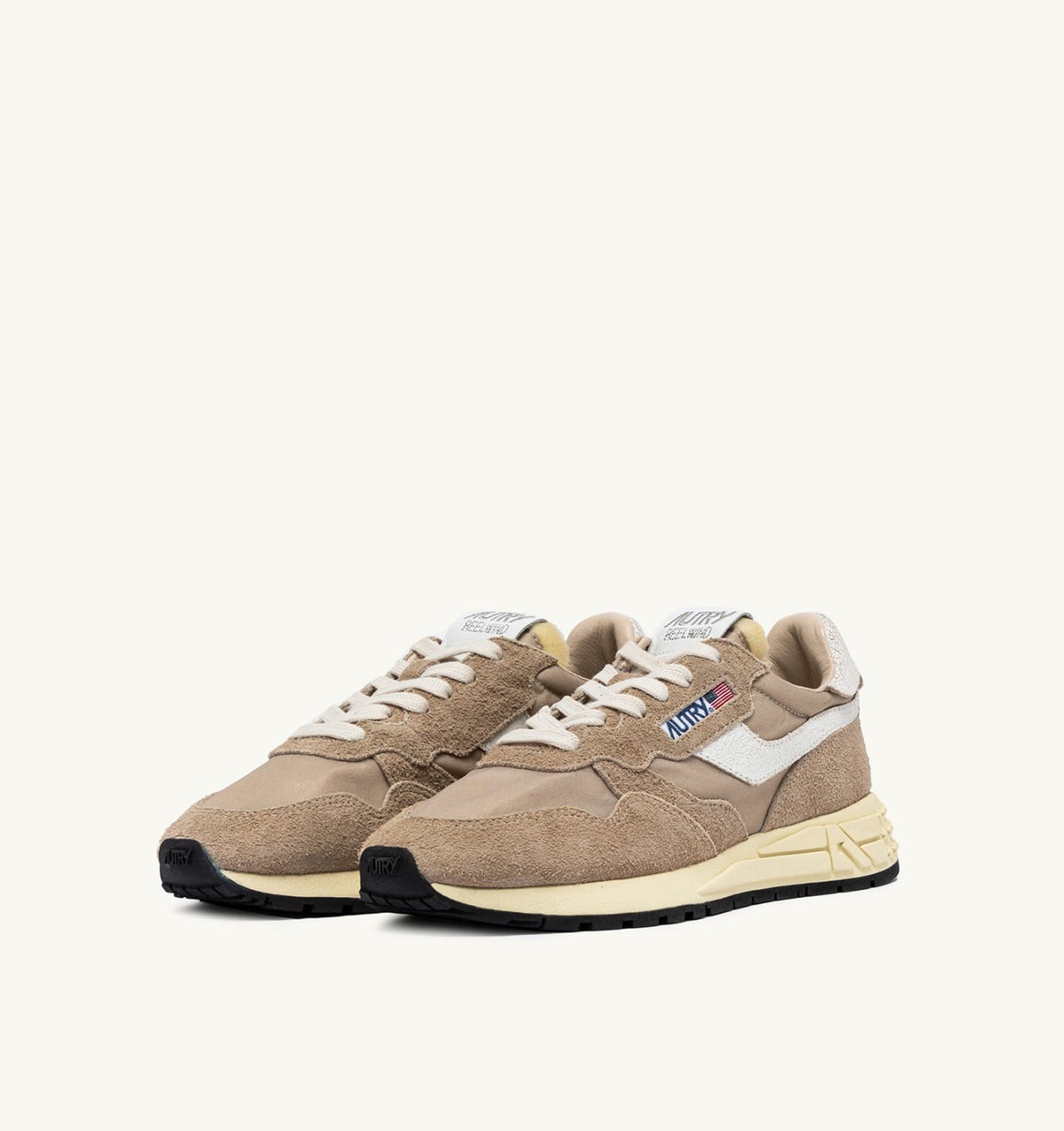 REELWIND LOW SNEAKERS IN PEPPER AND WHITE NYLON AND SUEDE - AUTRY Value