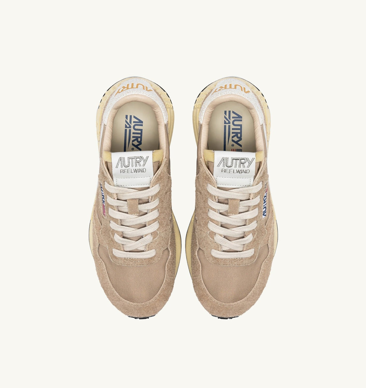 REELWIND LOW SNEAKERS IN PEPPER AND WHITE NYLON AND SUEDE - AUTRY Value