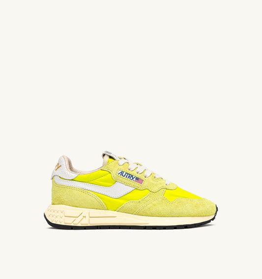 REELWIND LOW SNEAKERS IN WHITE AND EVENING PRIMROSE NYLON AND SUEDE - AUTRY Great Value