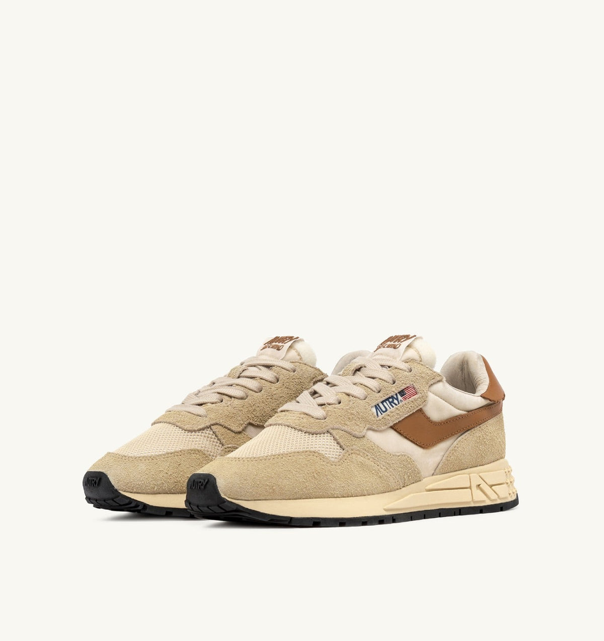 REELWIND LOW SNEAKERS IN ECRU AND CATHAY SPICE SUEDE AND NYLON - AUTRY Latest