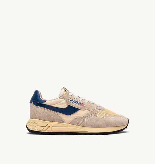 REELWIND LOW SNEAKERS IN NYLON SUEDE AND LEATHER COLOR ECRU AND ENSIGN BLUE - AUTRY Quality