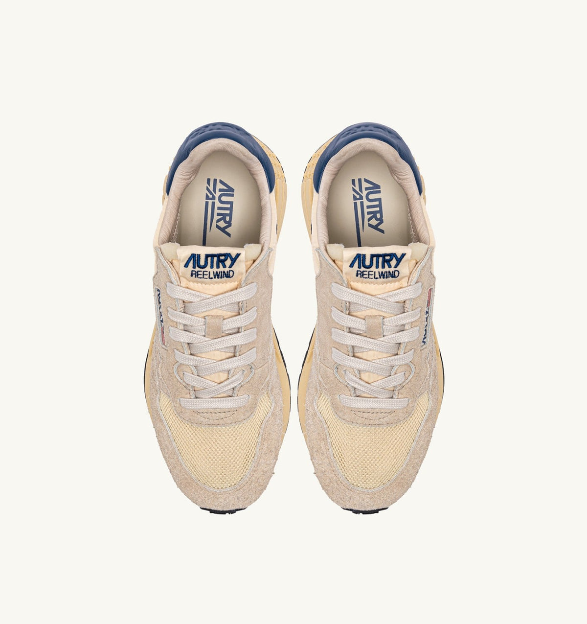 REELWIND LOW SNEAKERS IN NYLON SUEDE AND LEATHER COLOR ECRU AND ENSIGN BLUE - AUTRY Quality