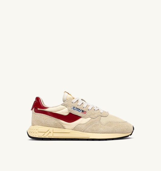 REELWIND LOW SNEAKERS IN ECRU AND RED NYLON AND SUEDE - AUTRY Classic