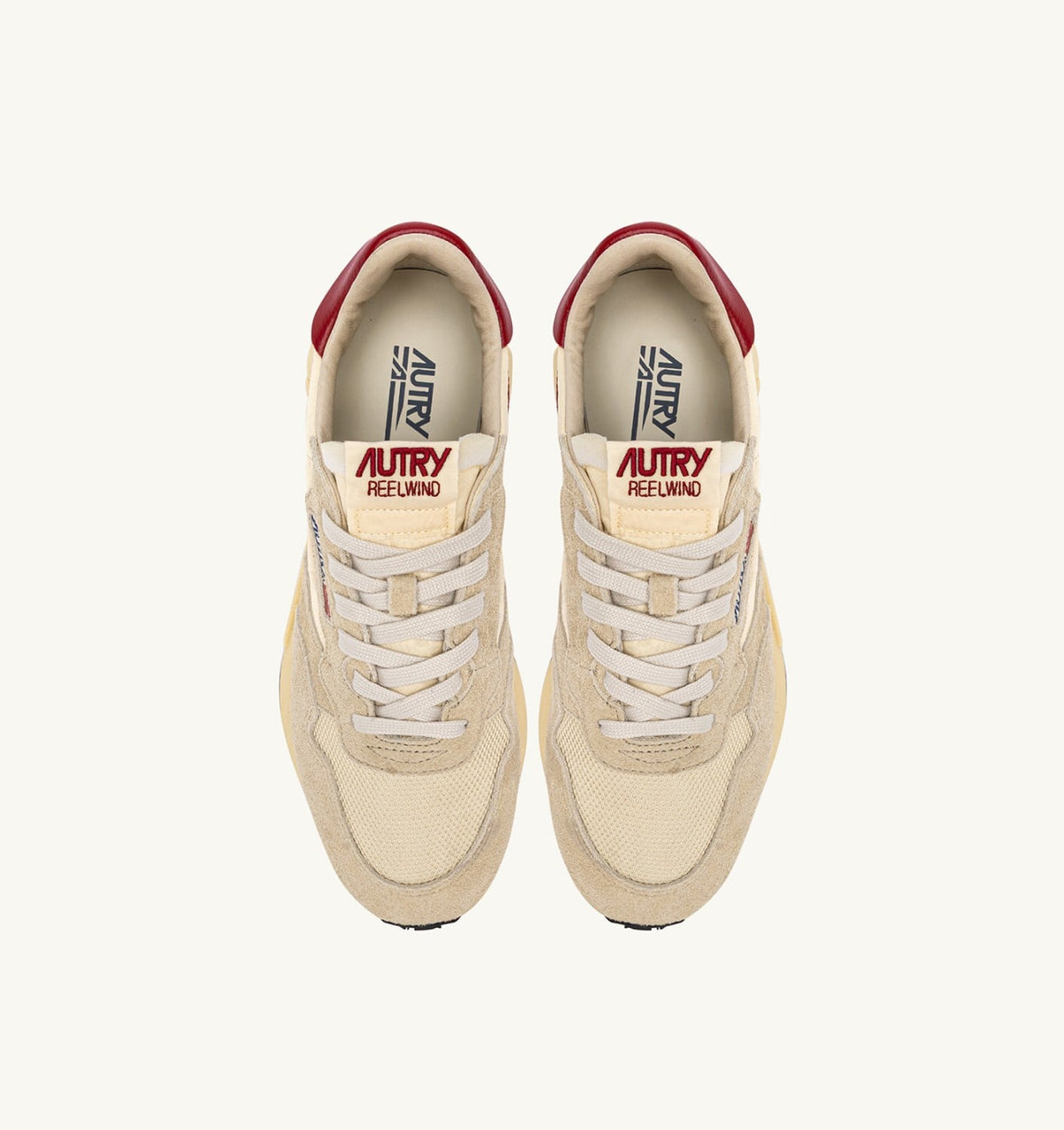 REELWIND LOW SNEAKERS IN ECRU AND RED NYLON AND SUEDE - AUTRY Classic